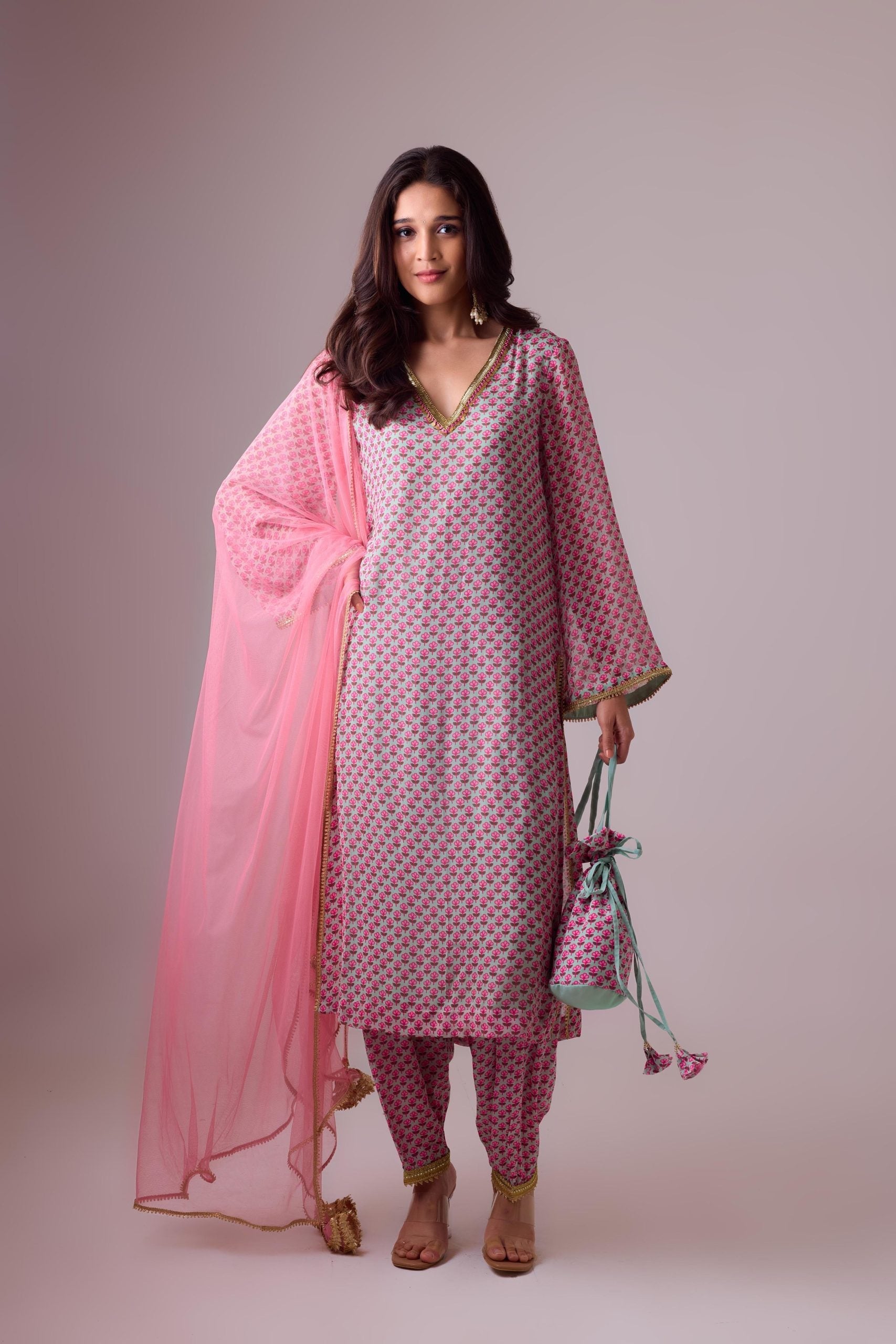 GEORGETTE KURTI  AND CREPE SALWAR