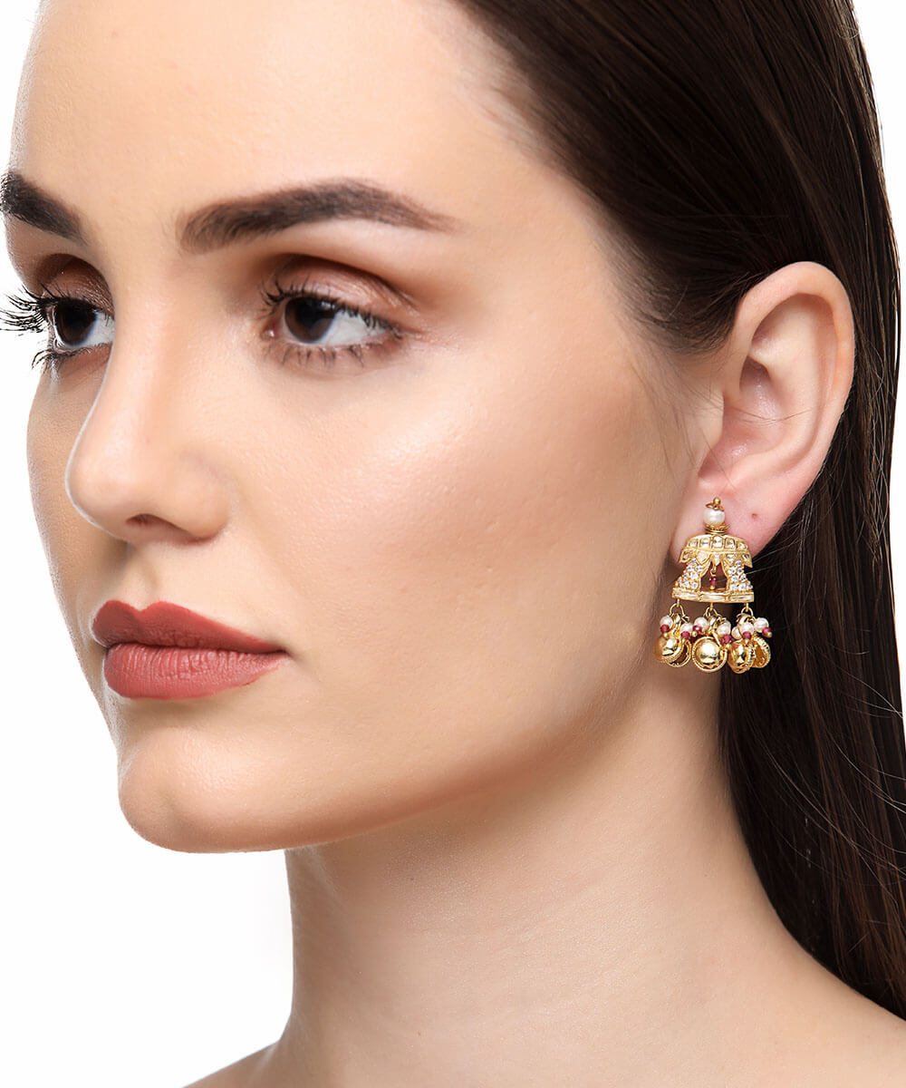 Kundan Palki Studs with Ghungroo