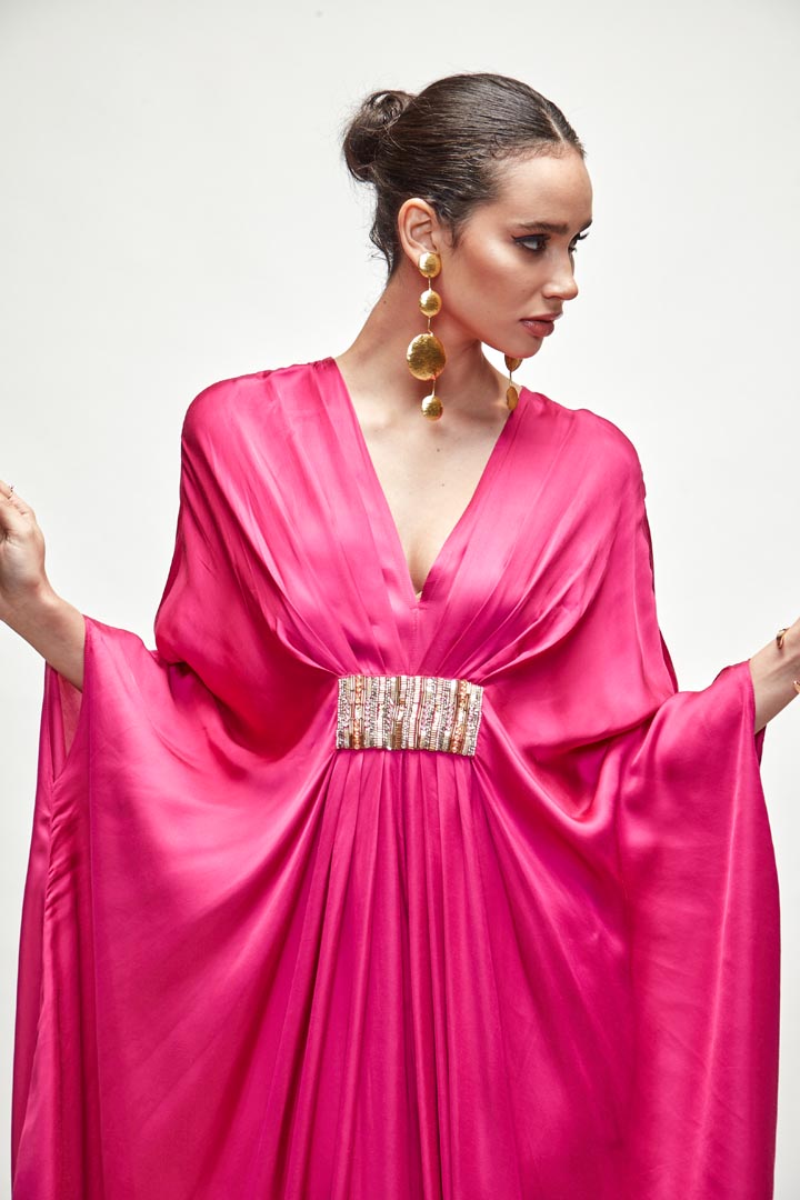 Fuschia Silk kaftaan