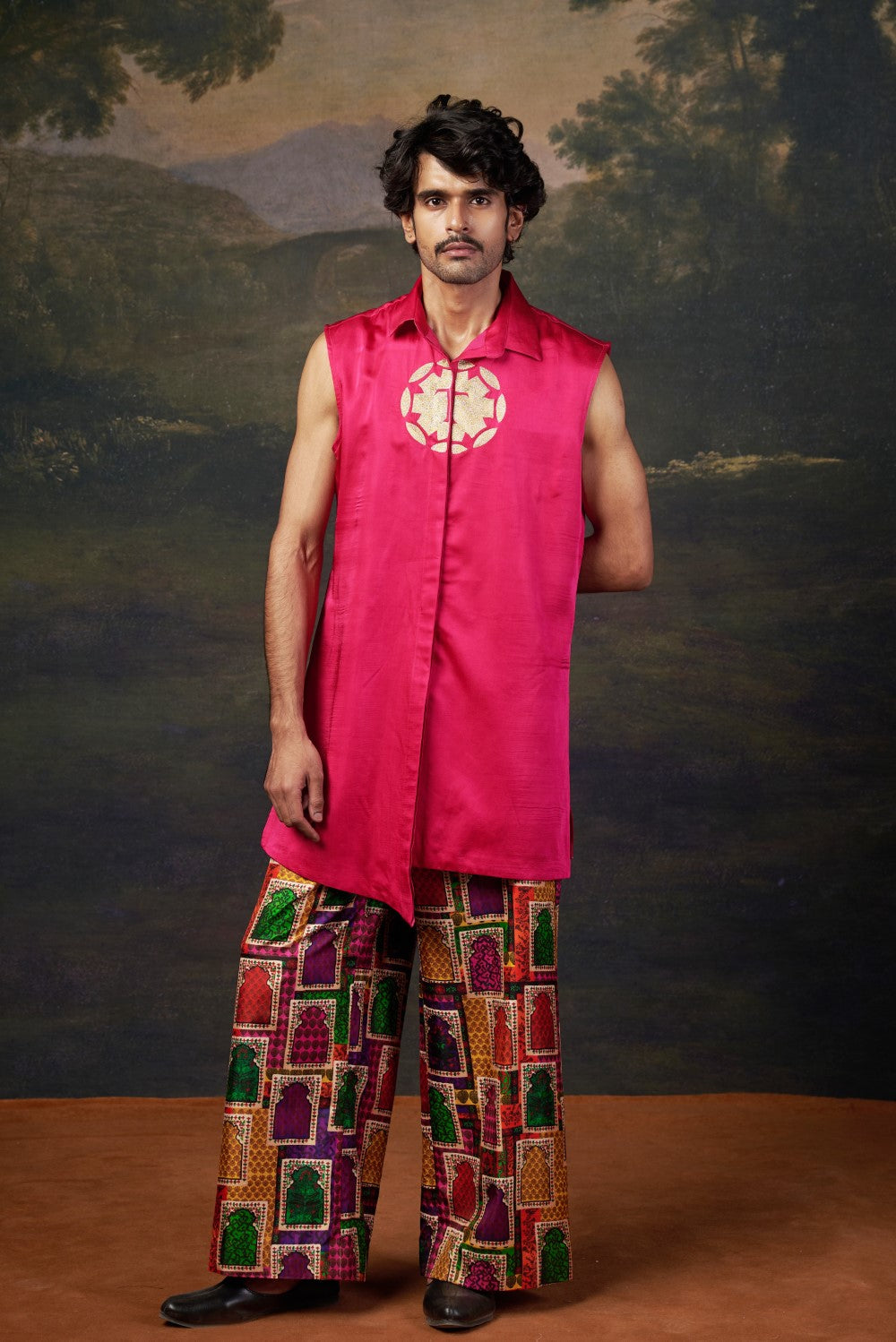 Hand-Embroidered Logo Kurta with Pyjama