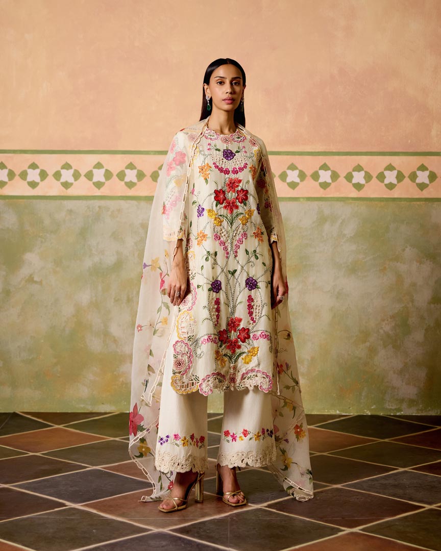 IVORY FLORAL PRINT DUPATTA
