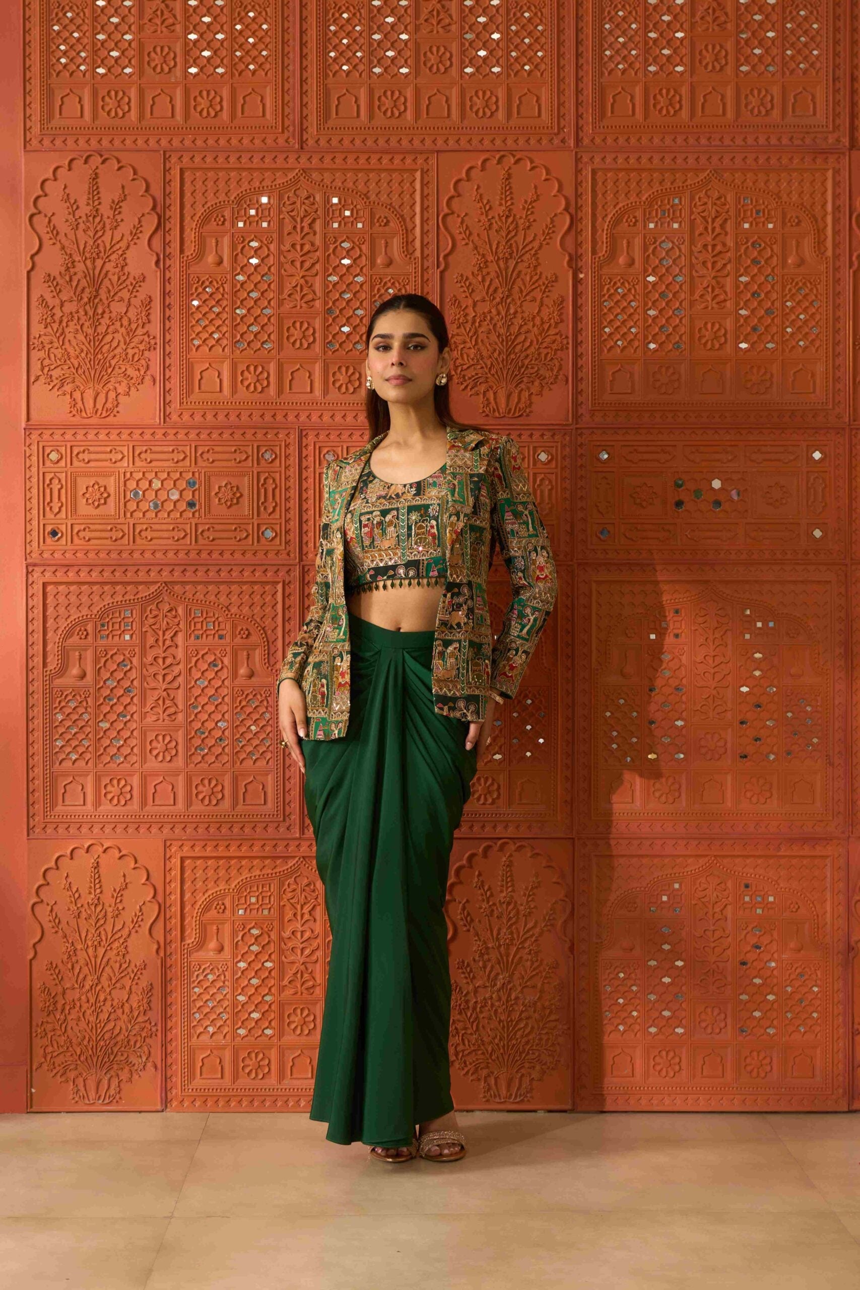 Emerald Darbar Jacket Set