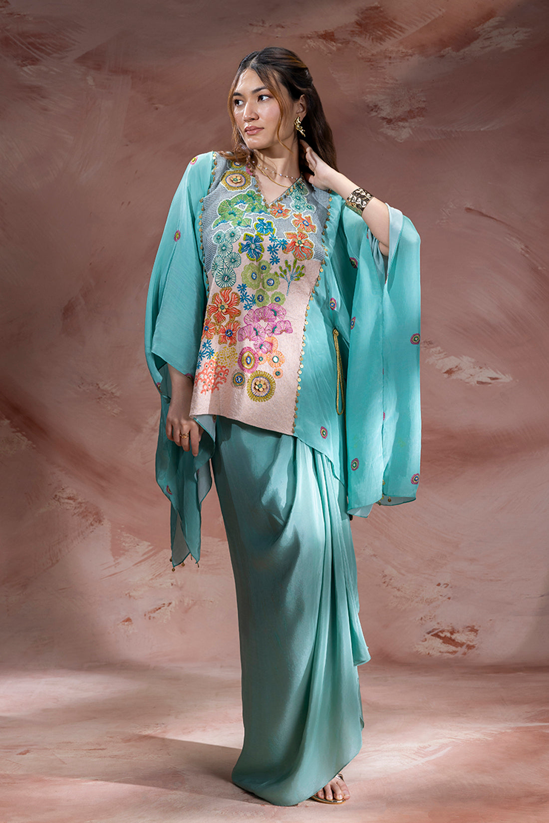 Blue Kaia kaftan set