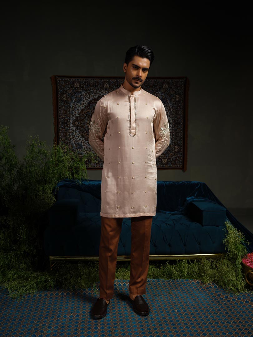 Peach Palm Kurta Set