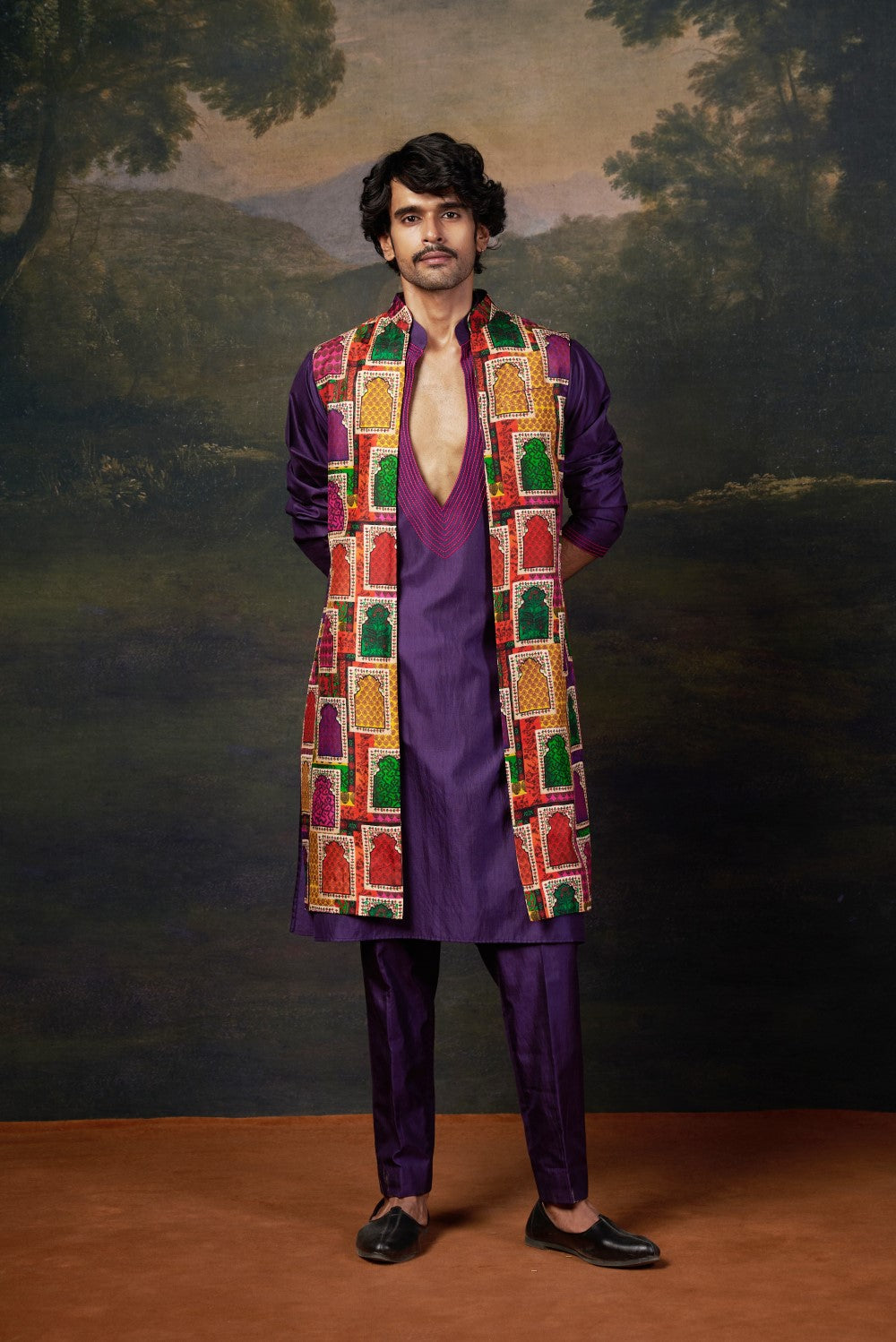 Nehru Jacket with Hand-Embroidered Kurta Set