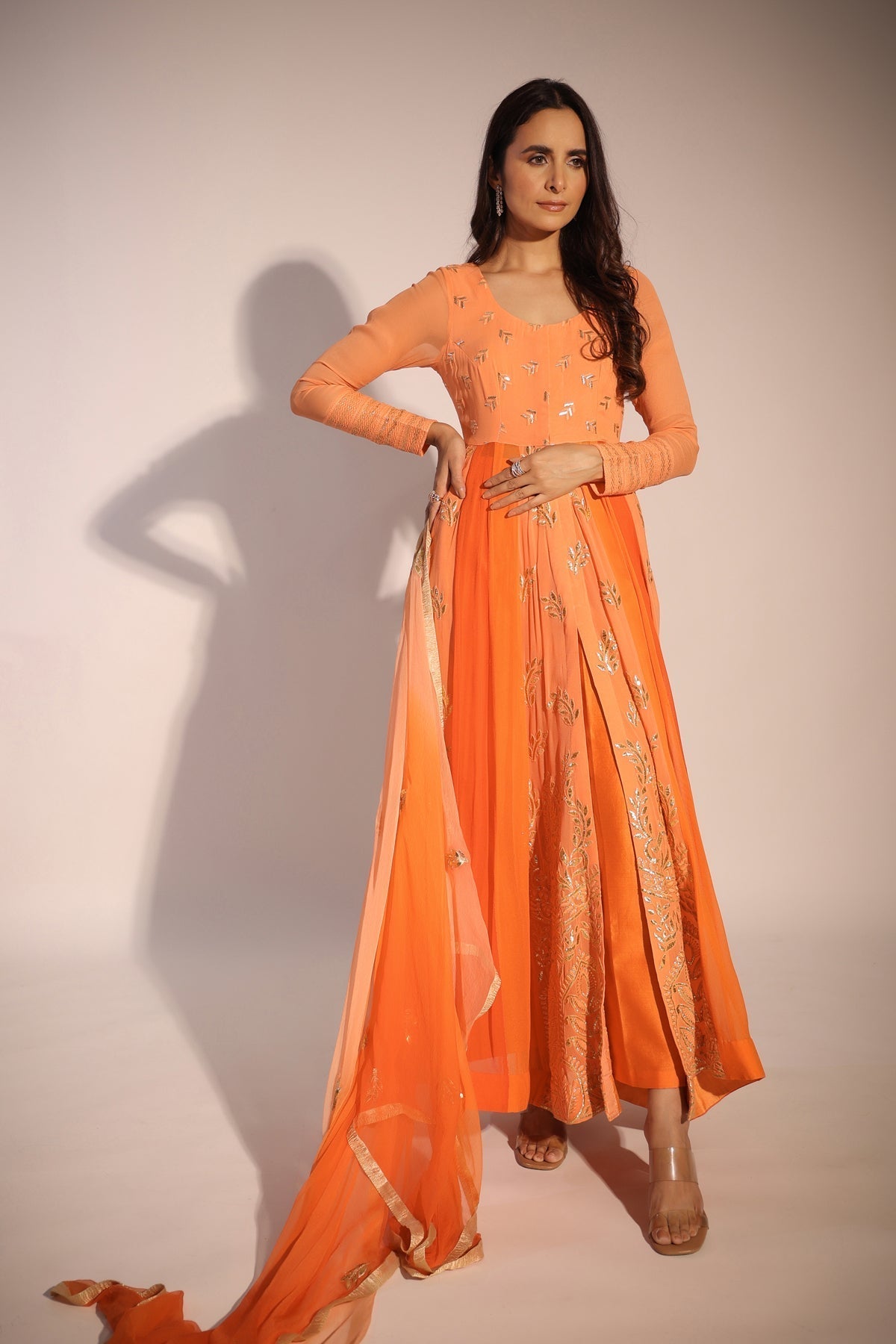 Image of Haseena or-peach anarkali set