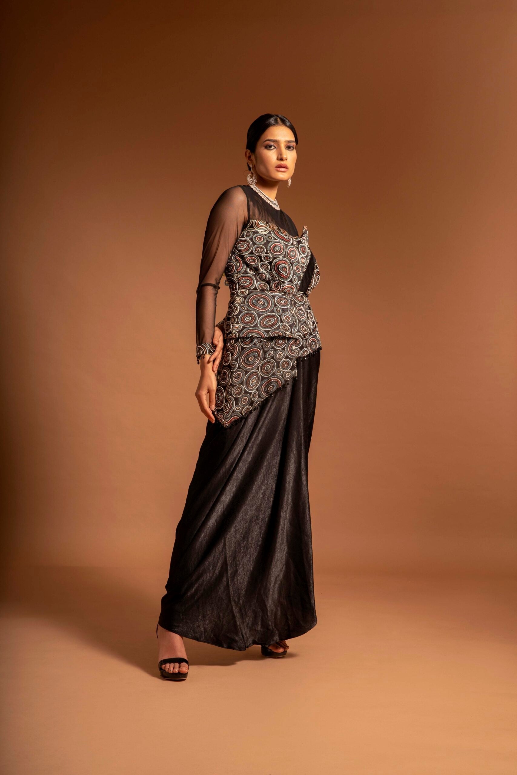 Black ajrakh embroidered dress