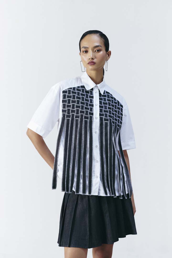 WEAVE WORK BOXY SHIRT