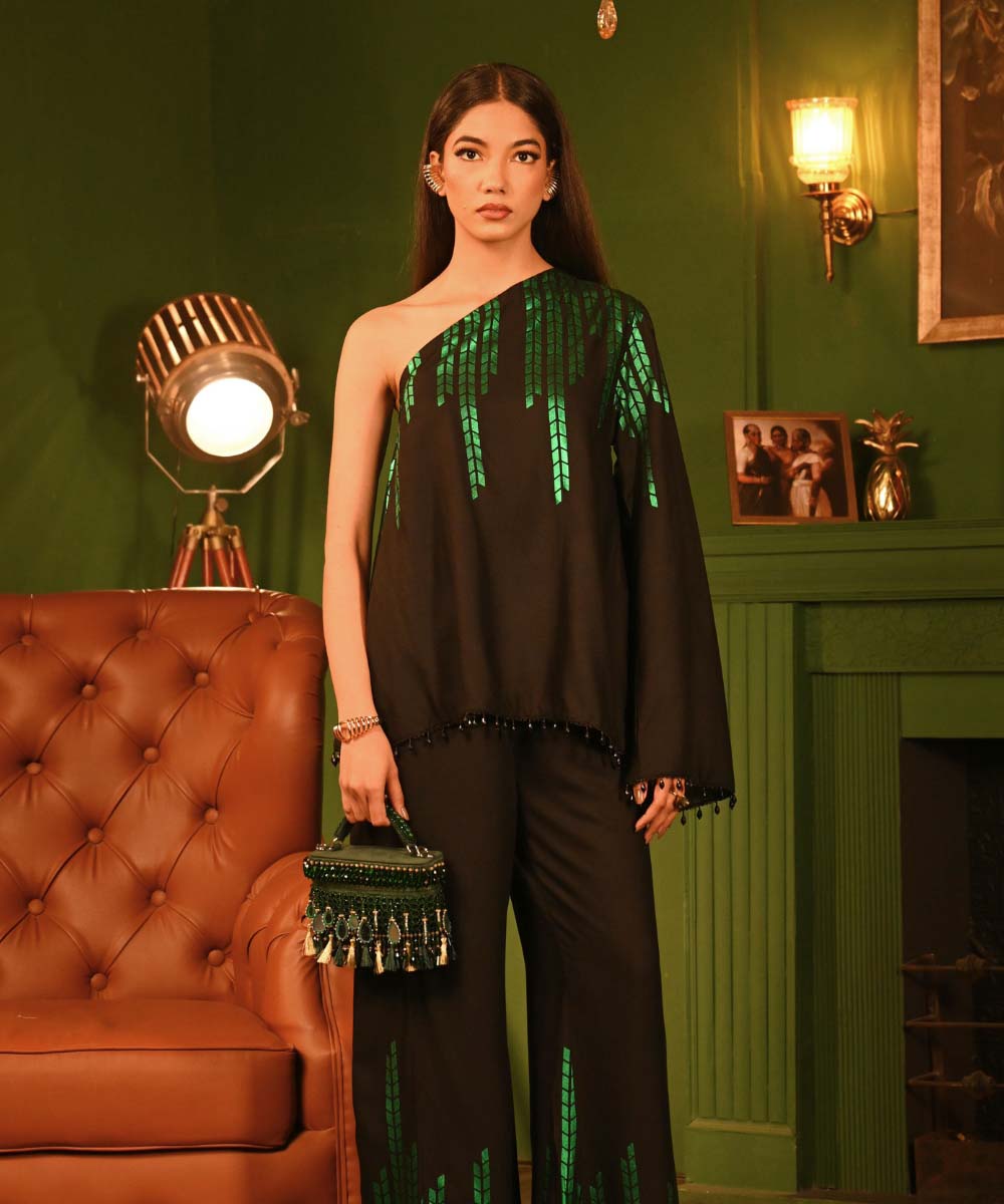 Mirage Green Mirrorwork Embellished Vanity Bag