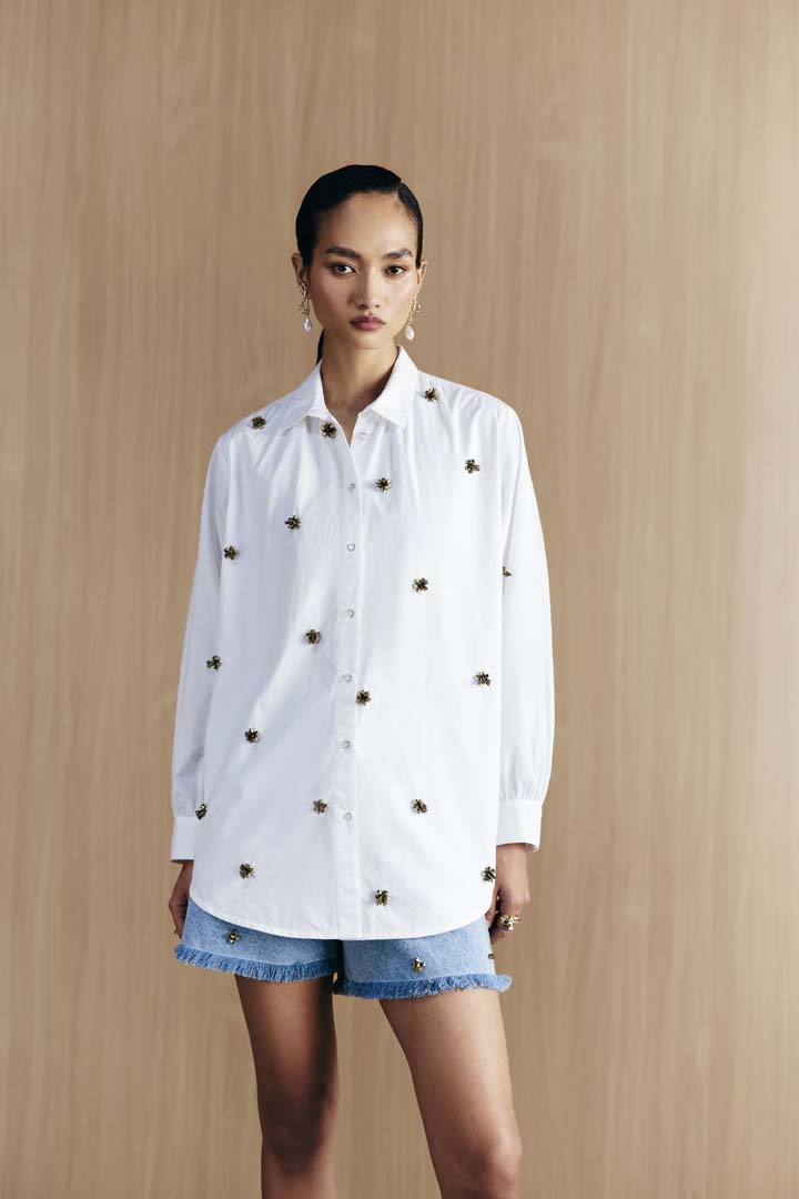 WHITE EMBELLISHED SHIRT