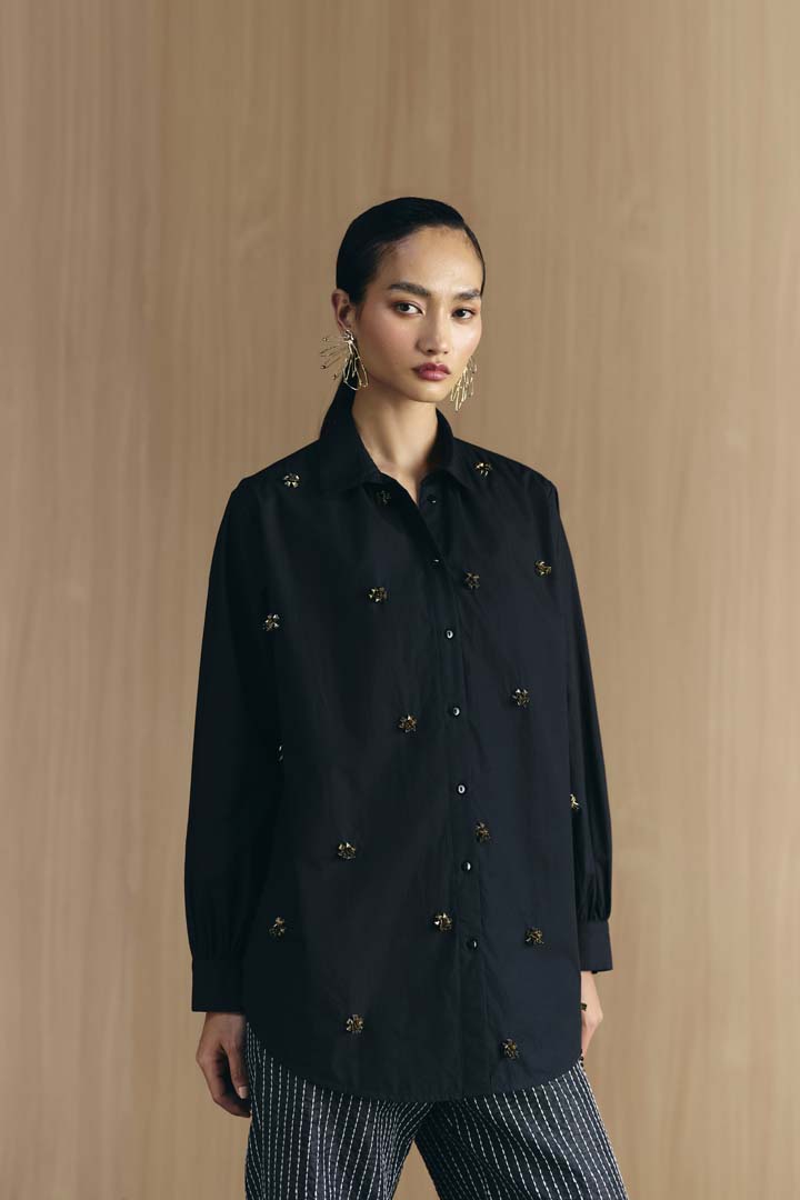 BLACK EMBELLISHED SHIRT