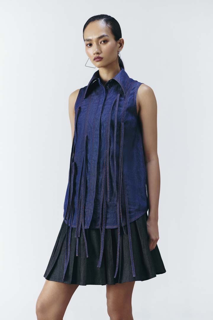 DENIM FRINGE SHIRT