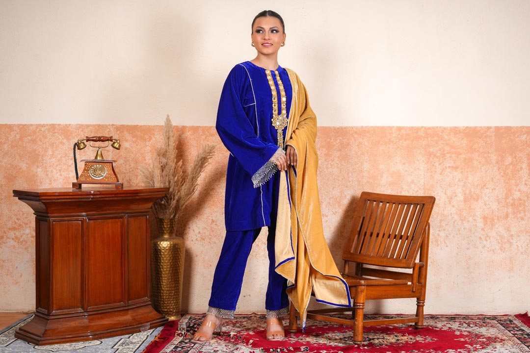 Makhmal Kalidaar with Embroidered Jacket