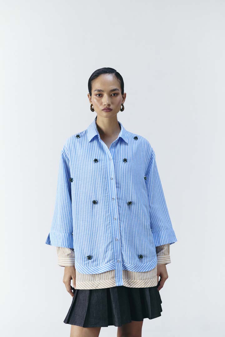 DUAL STRIPE EMBELLISHED SHIRT
