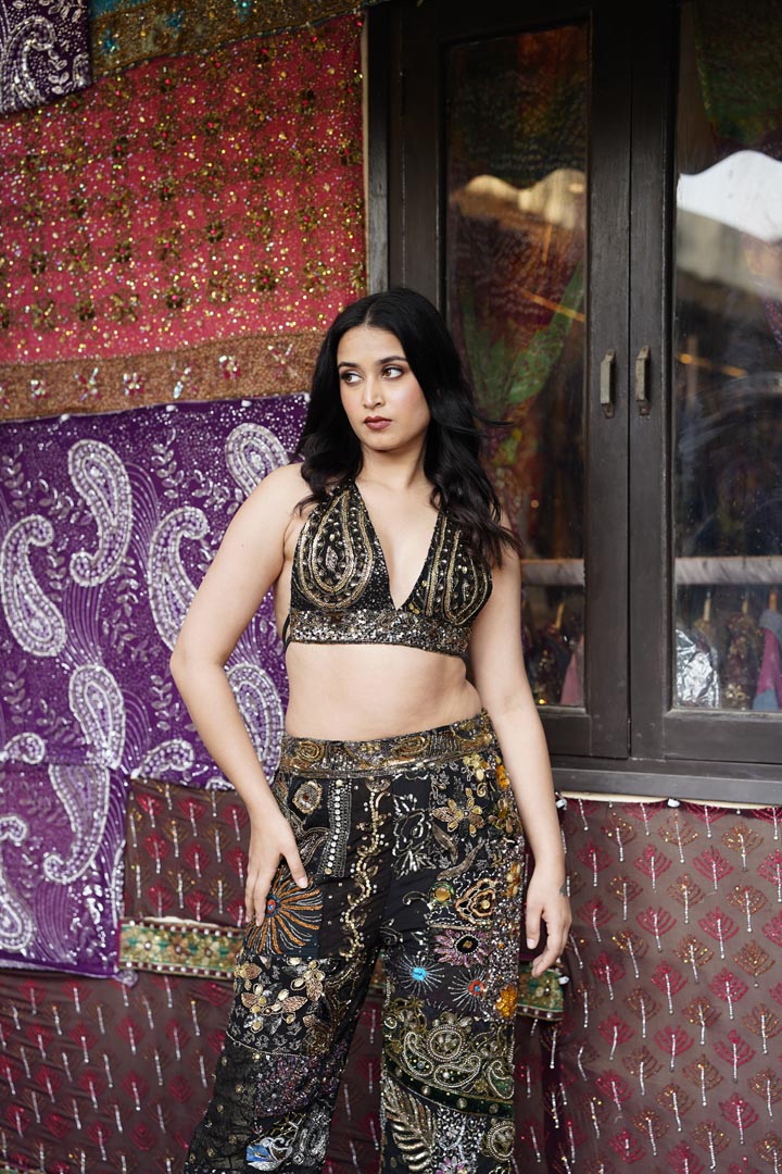Aarzoo Embellished Pant and Top Set - Luxury Hand-Embroidered Co-ord