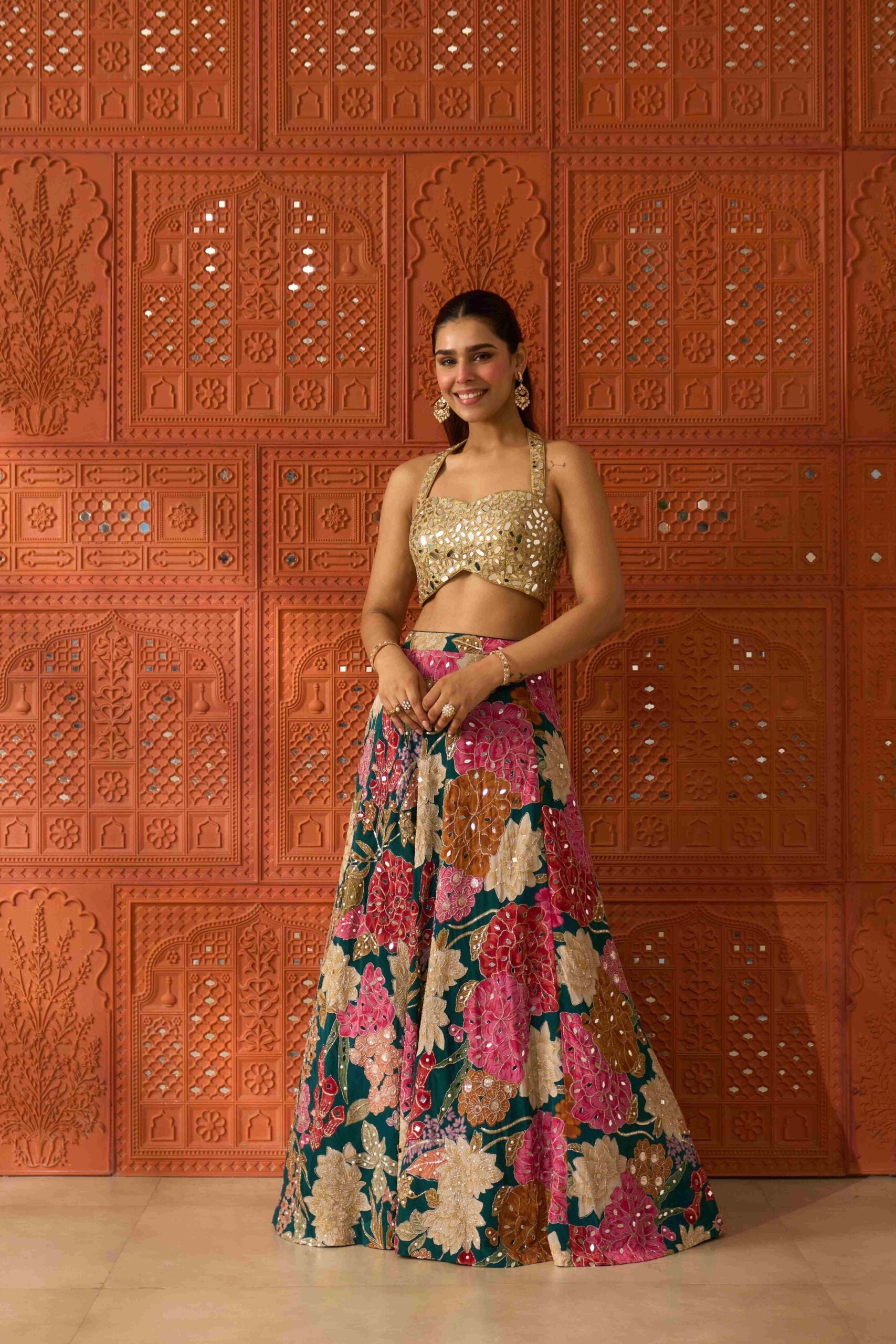Malika Midnight Green Lehenga Set