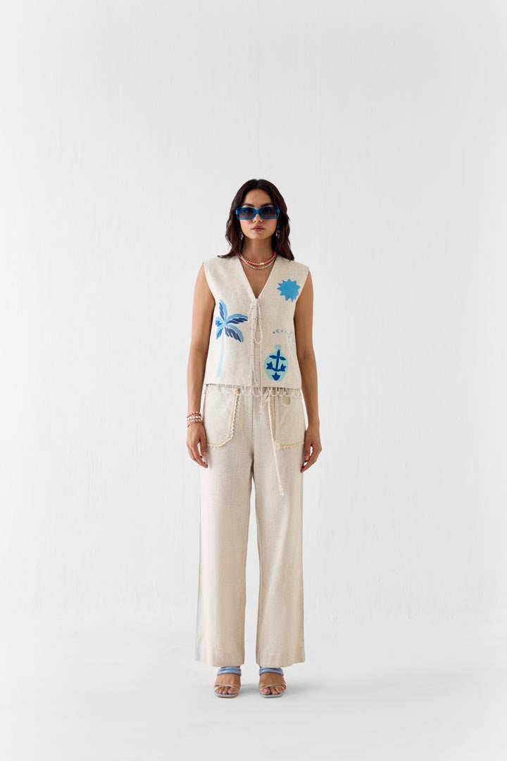 Matka Viscose Linen Vest and Trousers Co-ord - Luxury Jaipur Style