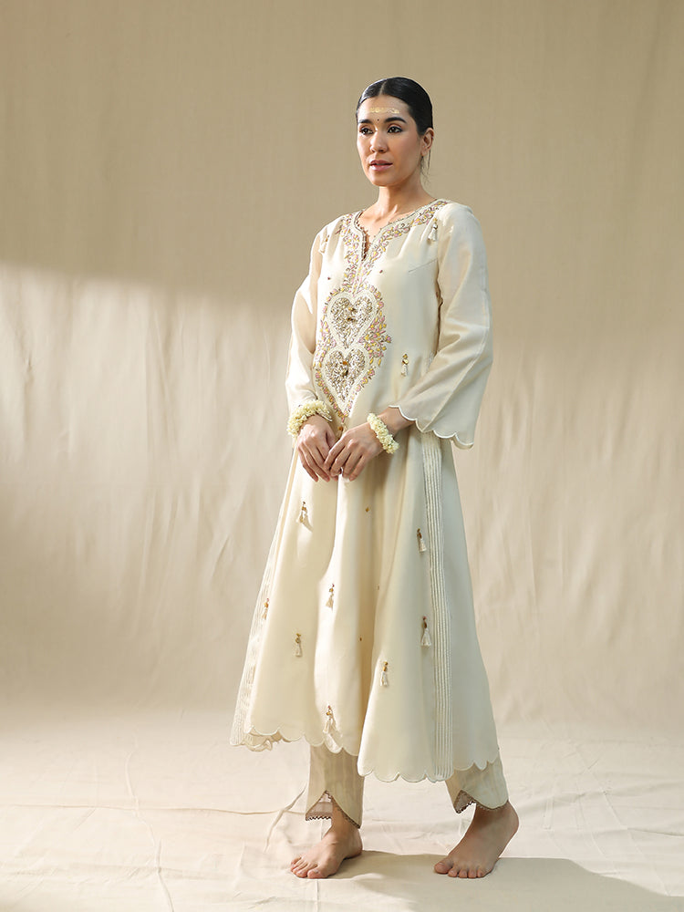 Ivory Heart A Line Suit set
