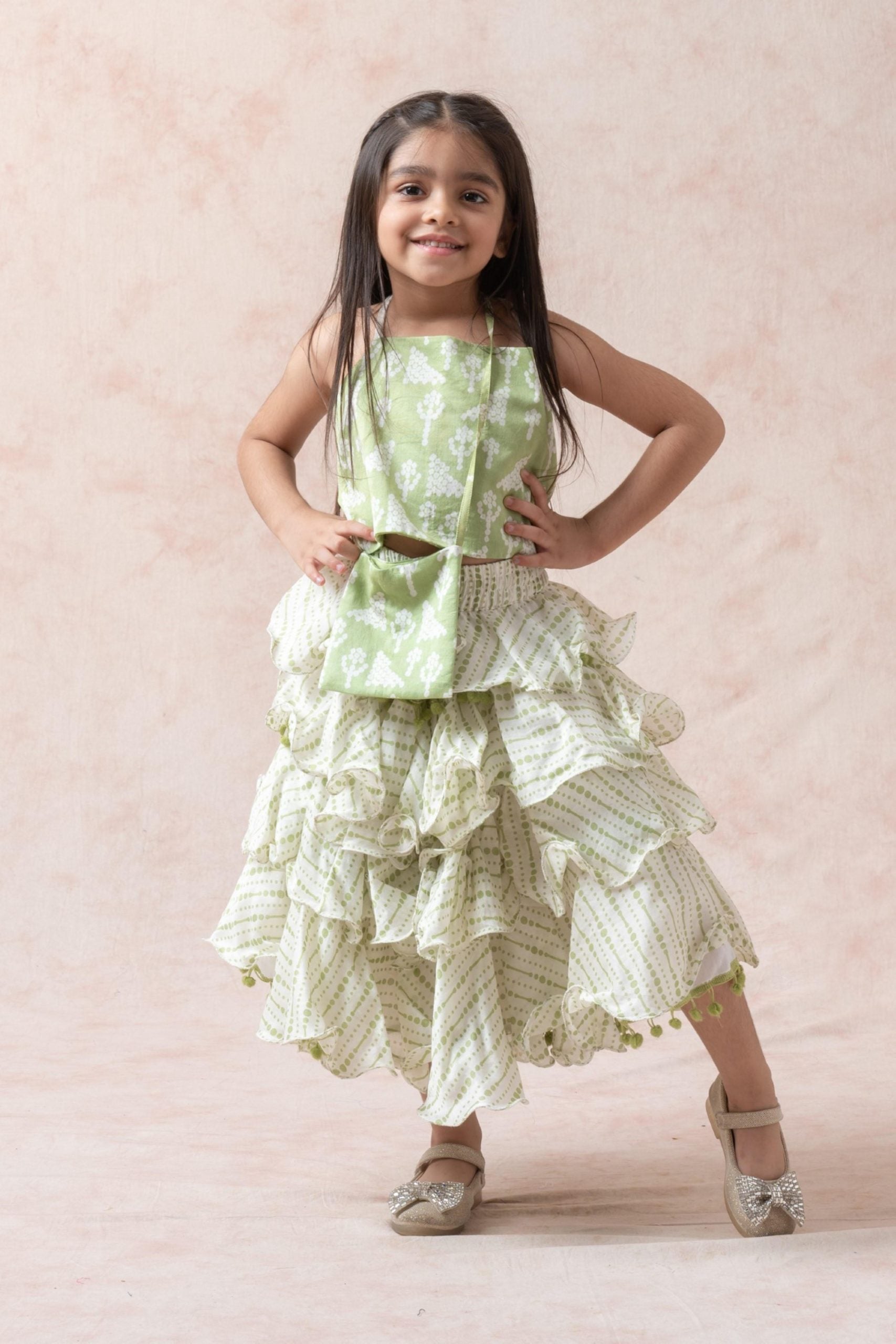 Crop top with ruffle skirt