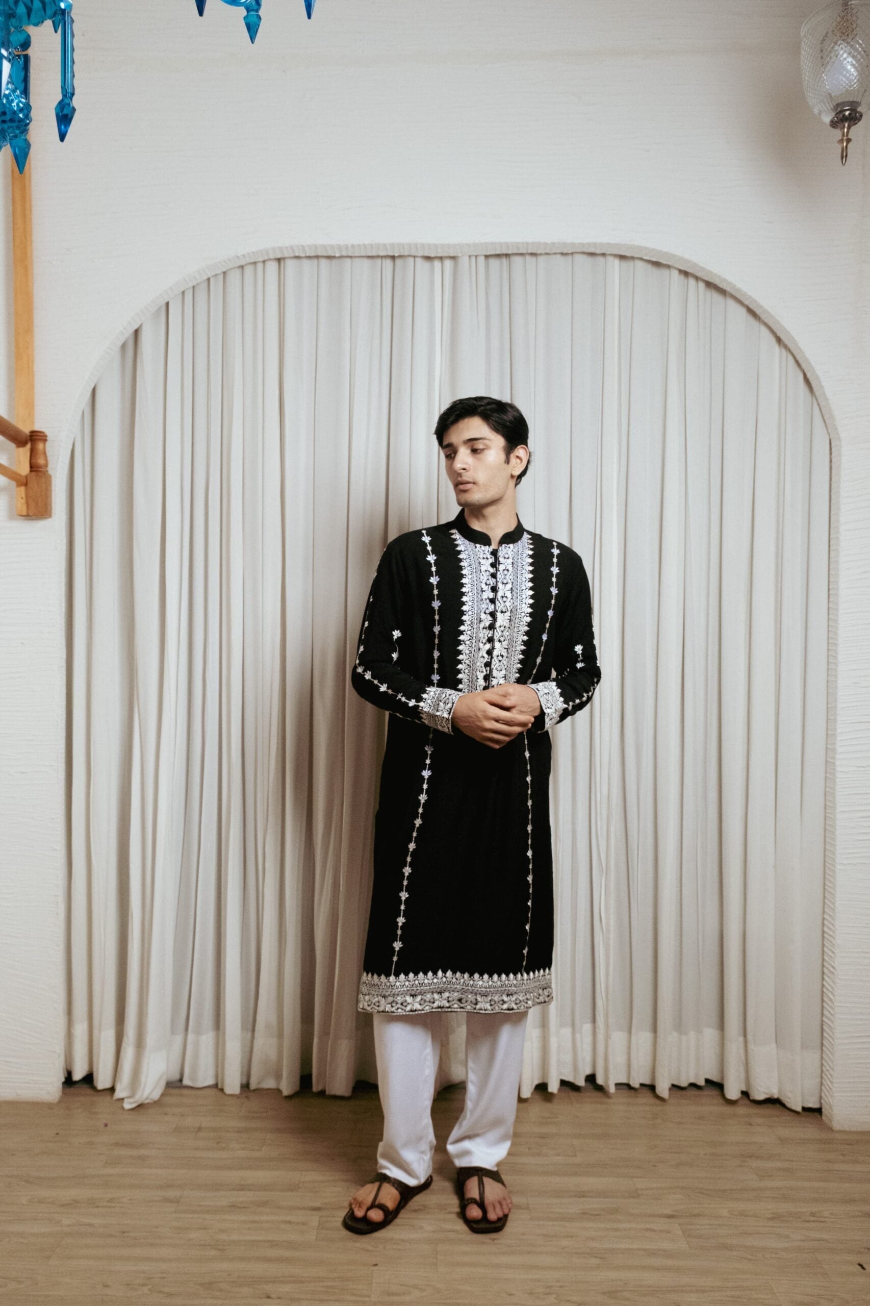 Black embroidered kurta set