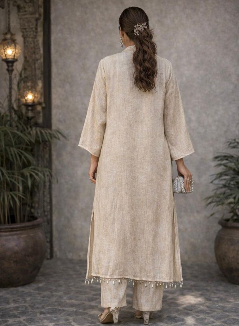 Creamlight Diamond Kaftan Set