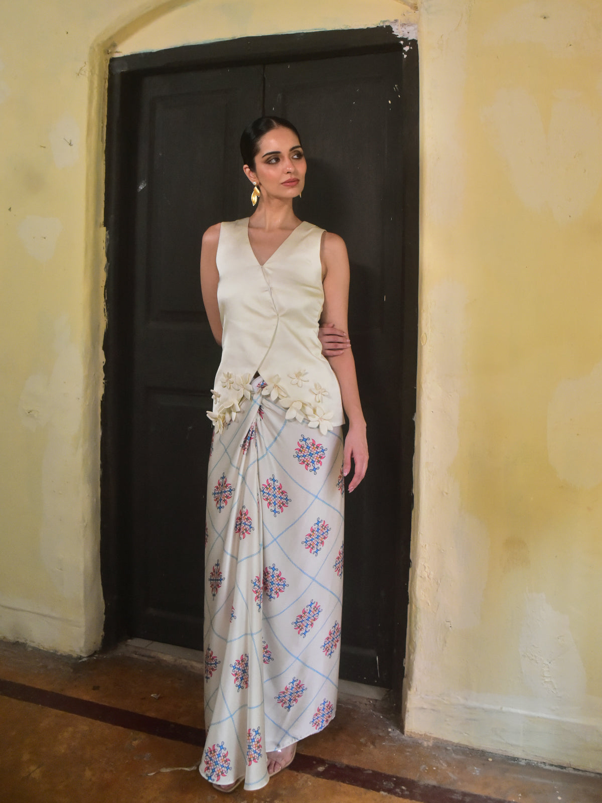 Vani Modal Applique Vest Skirt Set