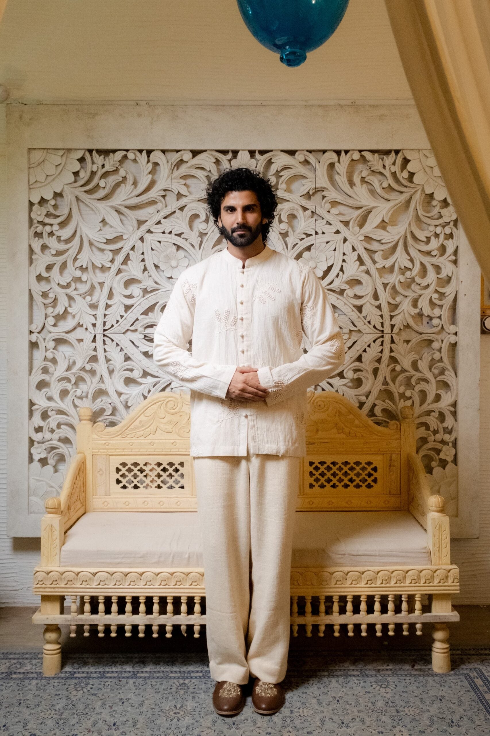 Linen embroidered coord set