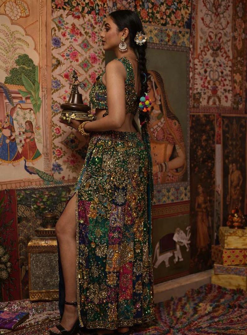 Emerald Green Handcrafted Fusion Set for Wedding & Festive Events