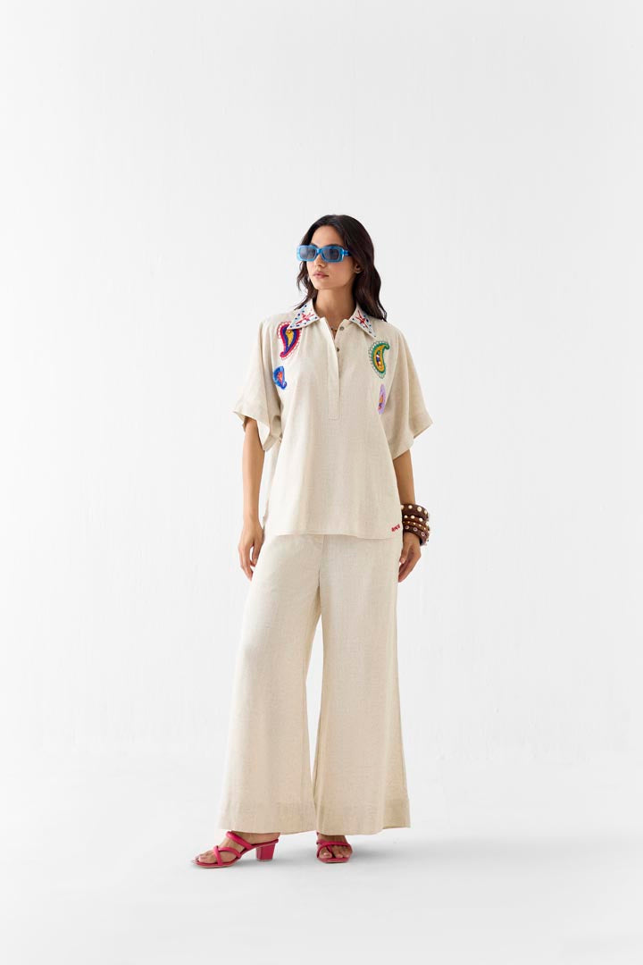 Matka Paisley Viscose Linen Shirt & Trousers Co-ord Set