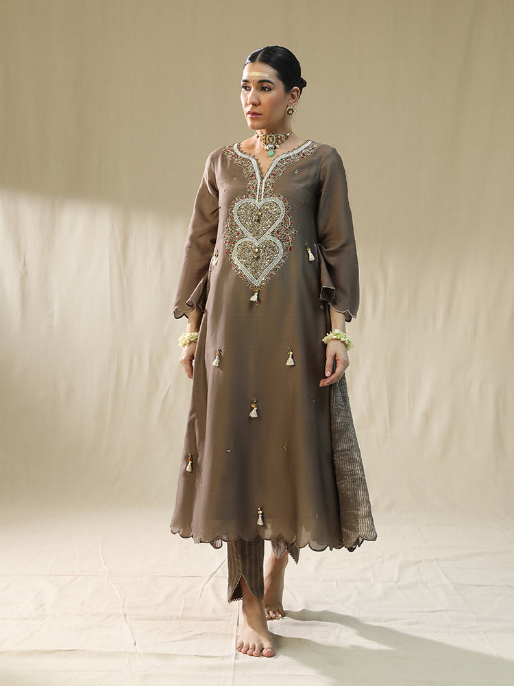 Mocha Heart A line suit set