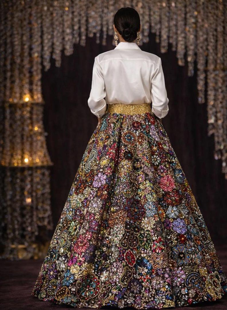 Heera Hand-Embellished Patchwork Skirt - Luxury Festive Ensemble