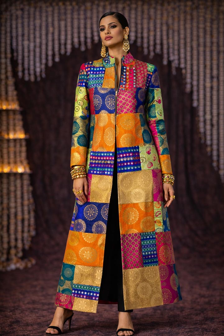 Legacy Edition Patchwork Coat - Fluid Crepe Ankle Length Outerwear