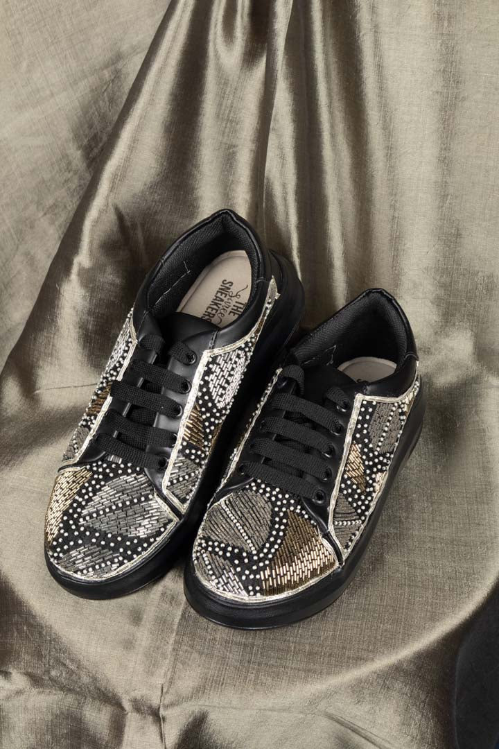 Black Metal Foliage Sneakers