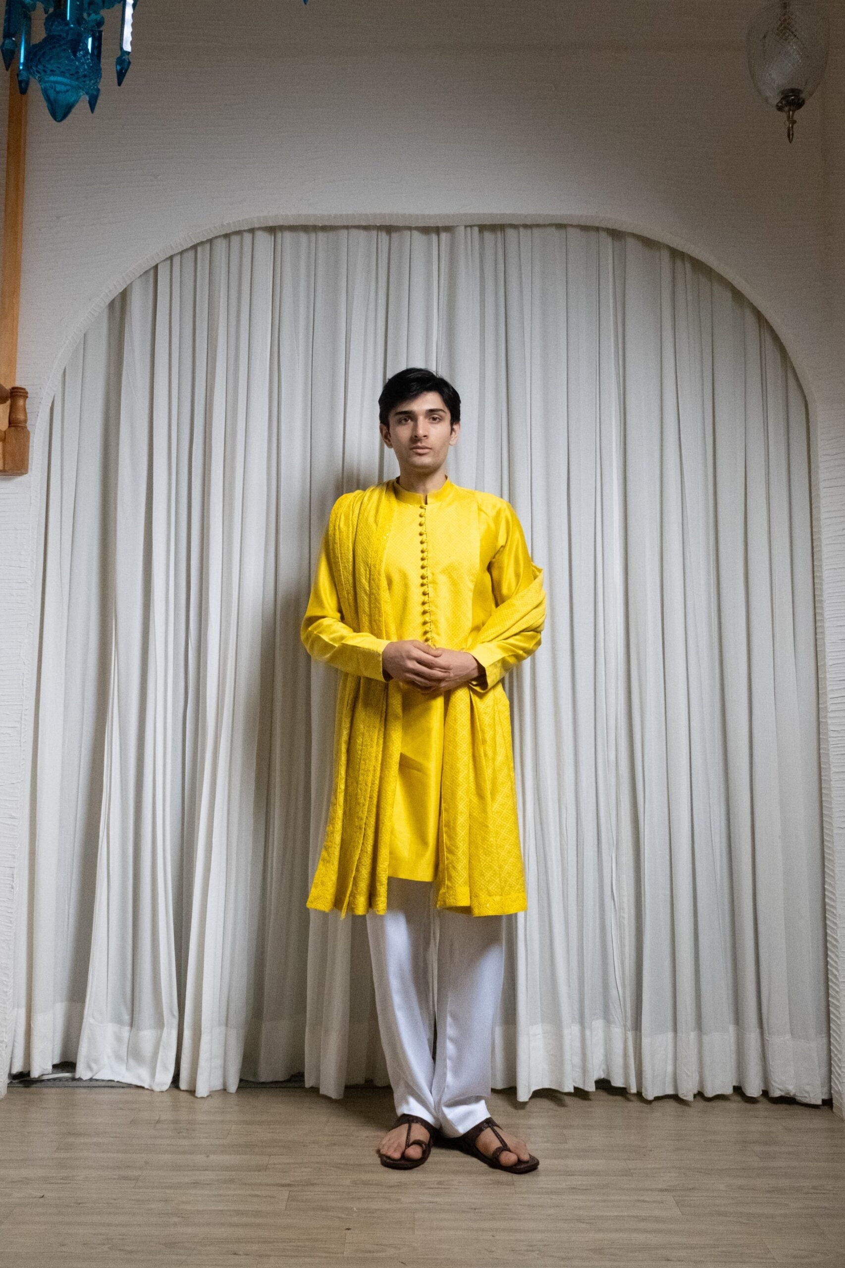 Sunflower yellow Kurta Stole set