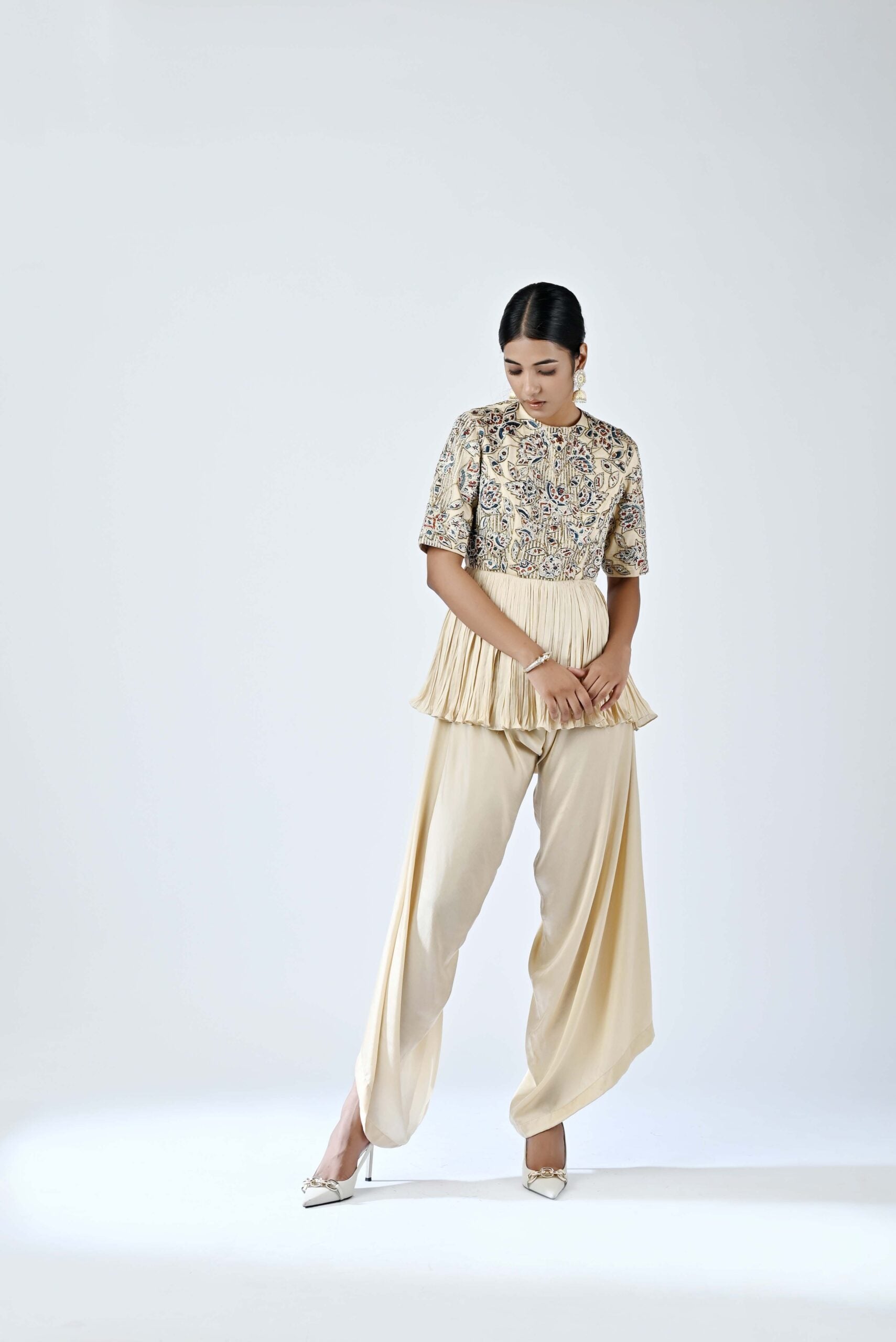 Ajrakh embroidered gathered jumpsuit