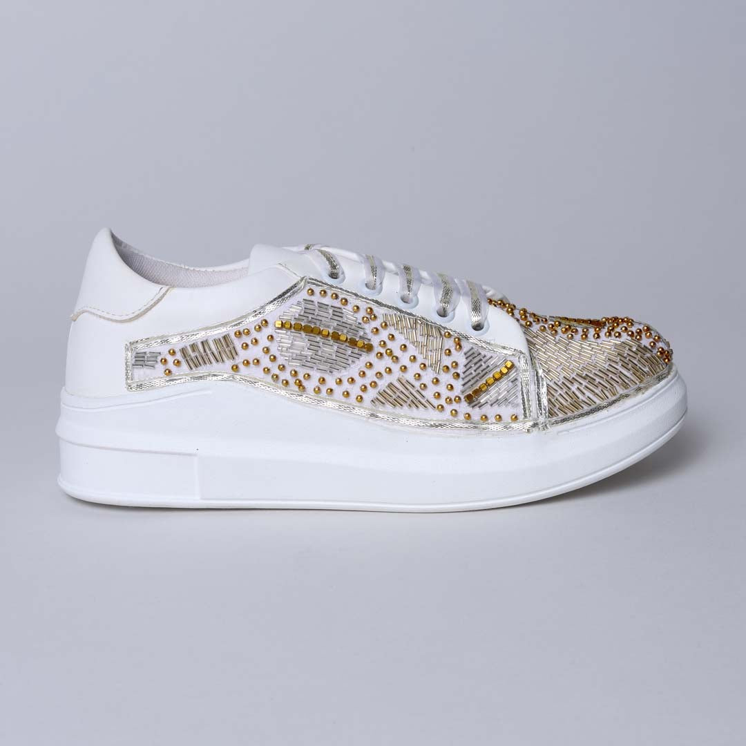 White Metal Foliage Sneakers