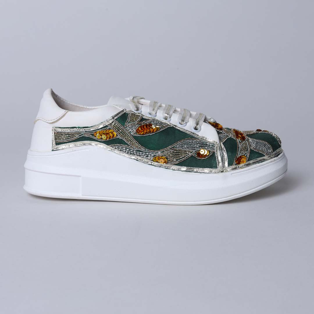 Green Metalic Mesh Sneakers