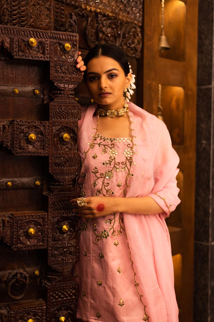 Baby Pink Georgette Sharara Set