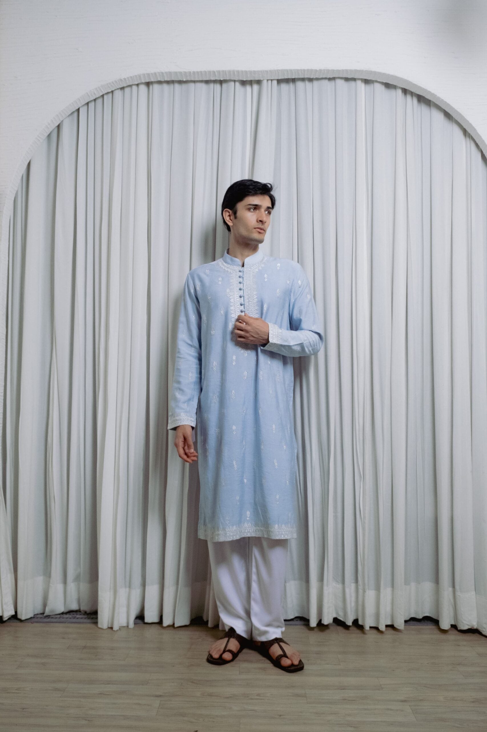 Ice blue kurta set