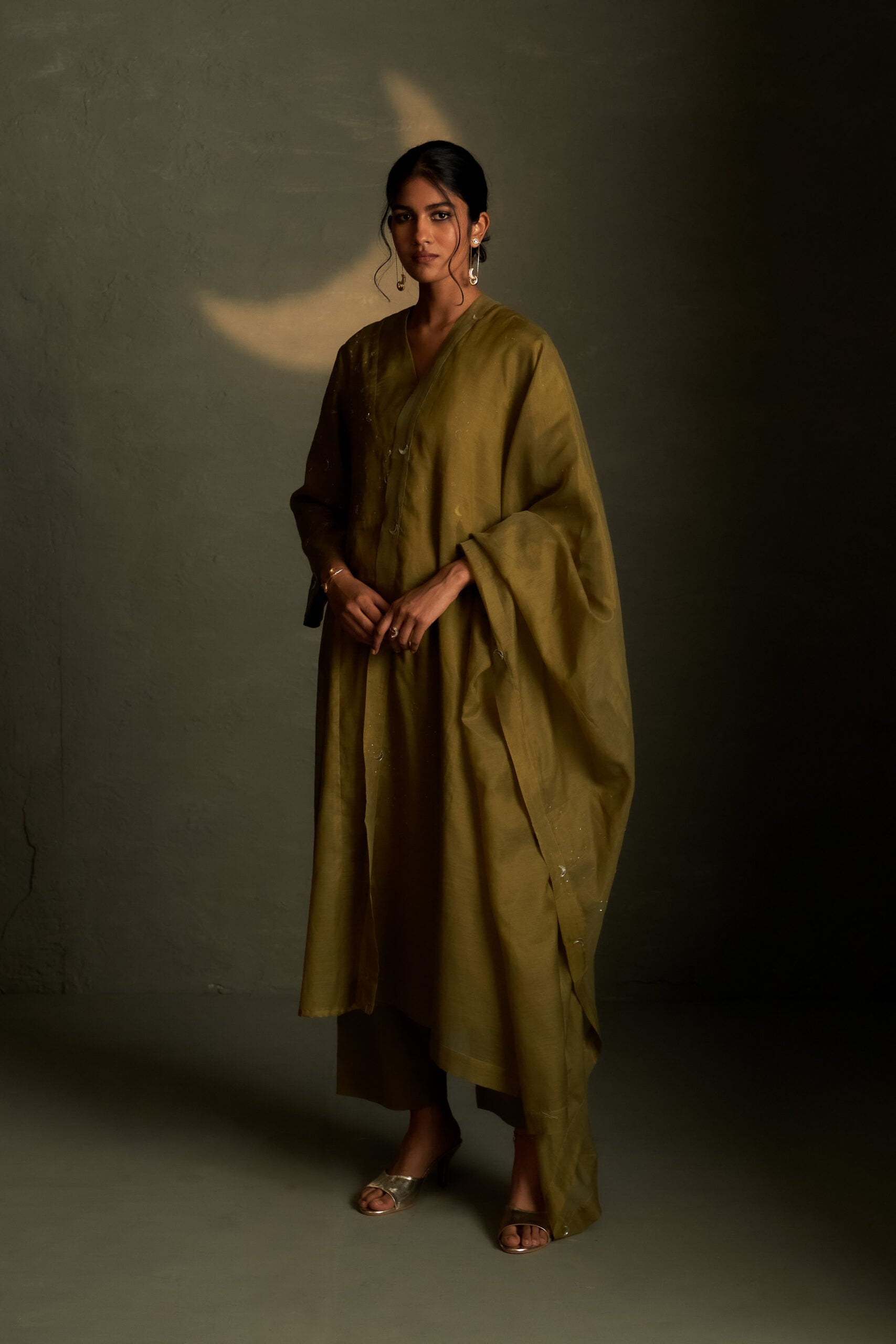 Olive Dusk Double yoke kurta set