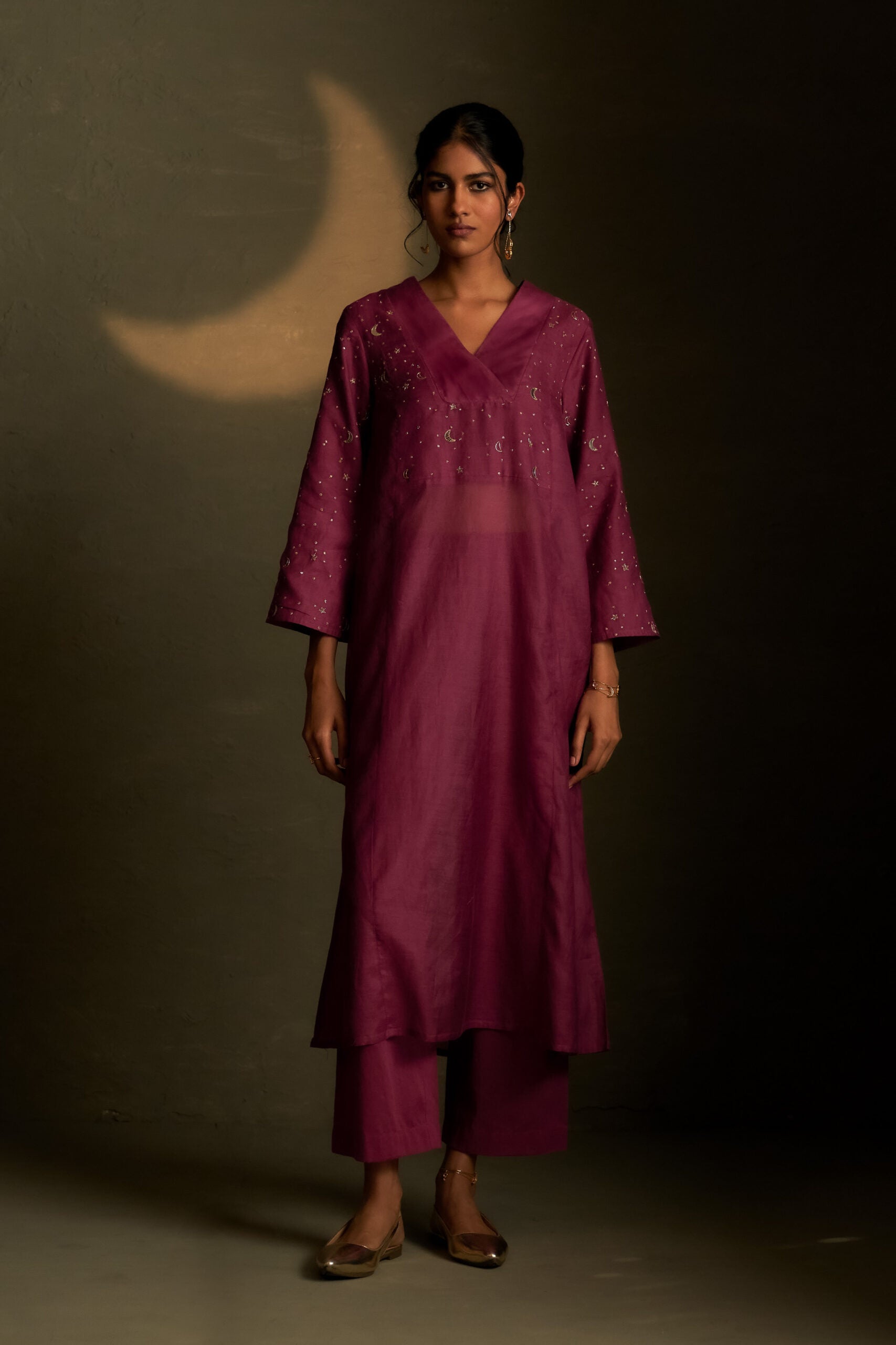 Twilight Magenta double yoke kurta set