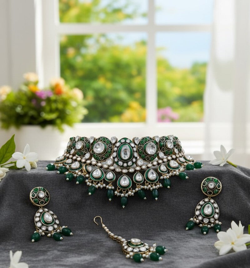 The Pave' Emerald Bridal Set