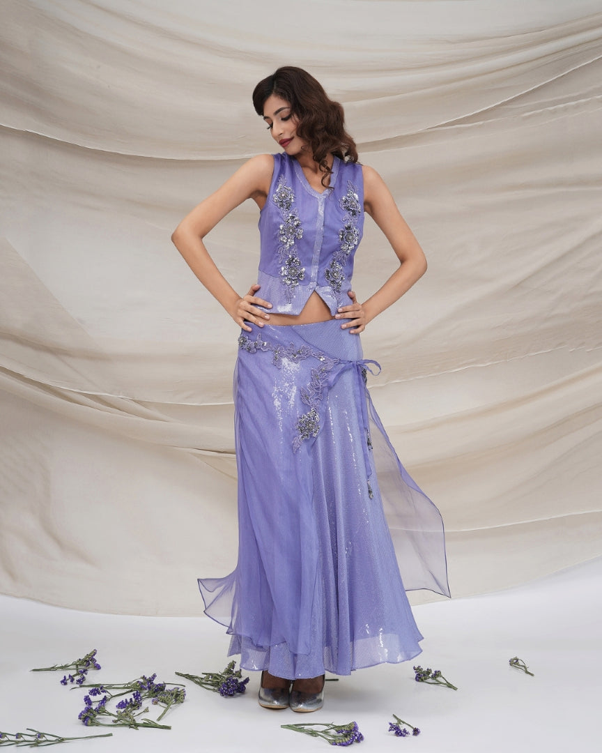 Lavender waistcoat & Sequin Skirt