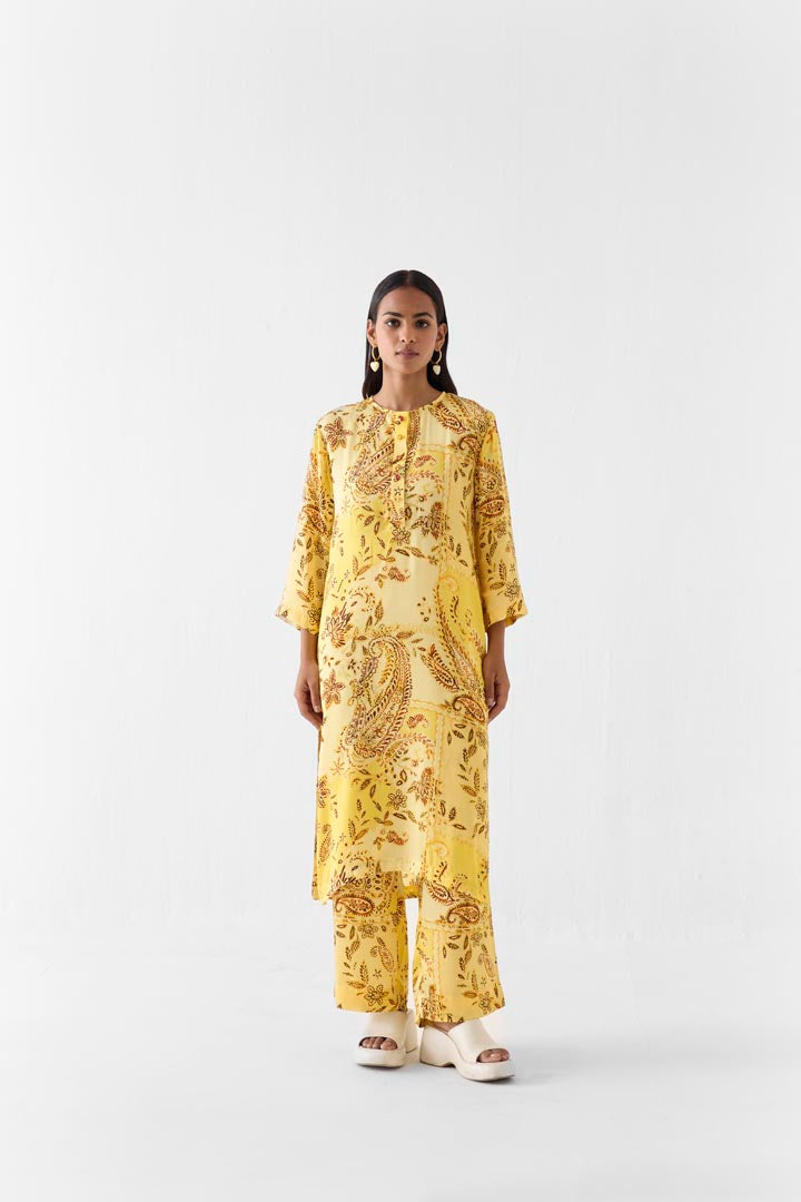 Ambi Printed Vegan Silk Kurta & Pants Set - Jaipur Heritage Co-ord