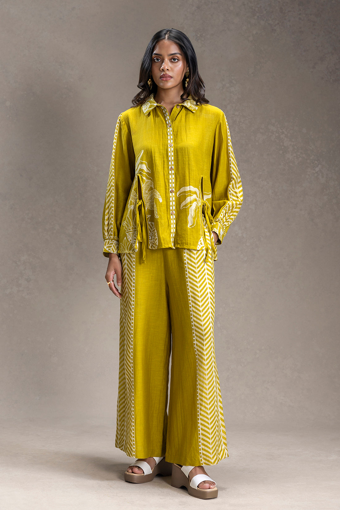 mustard Kyomi Printed Tunic Set