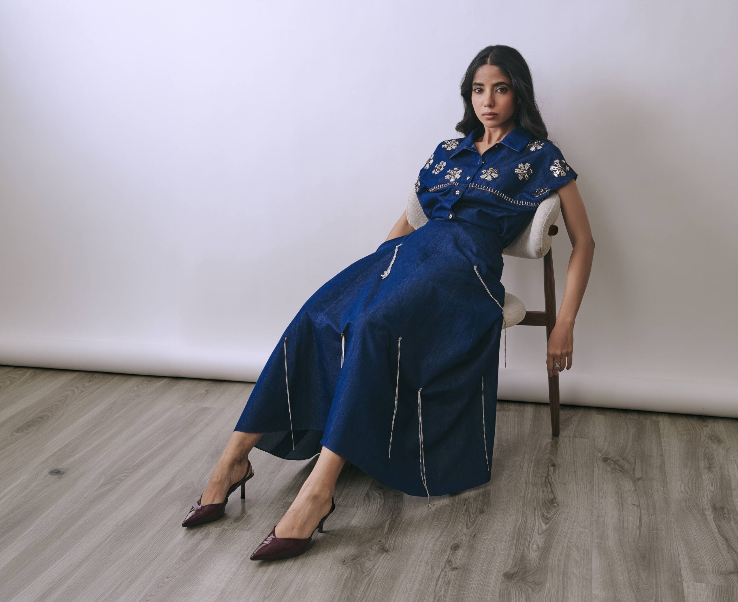 Hooked in Indigo Skirt Set