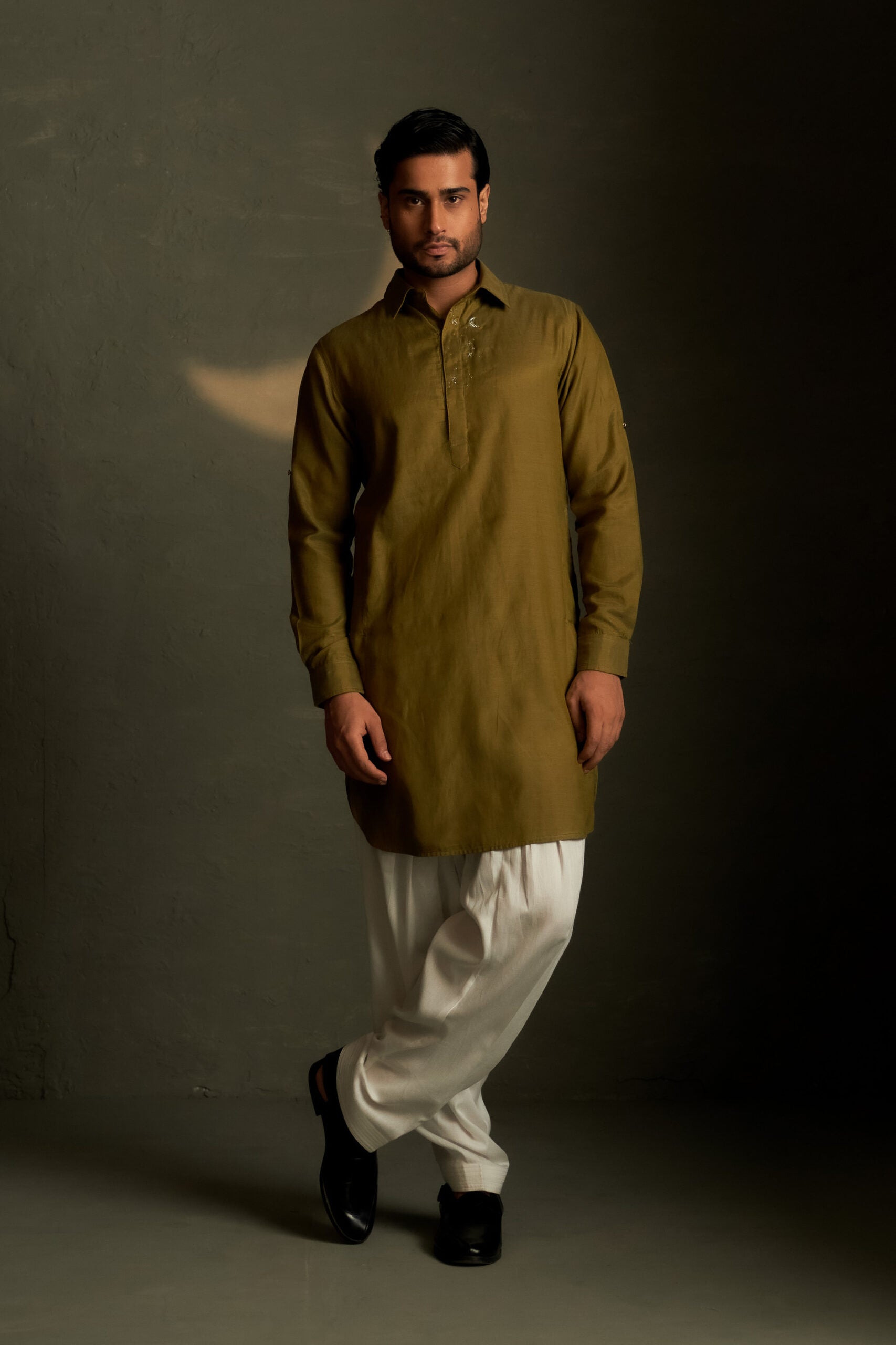 Olive Dusk Pathani Kurta Set