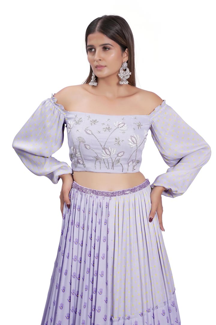 Lilac Kadakara Printed Skirt Set