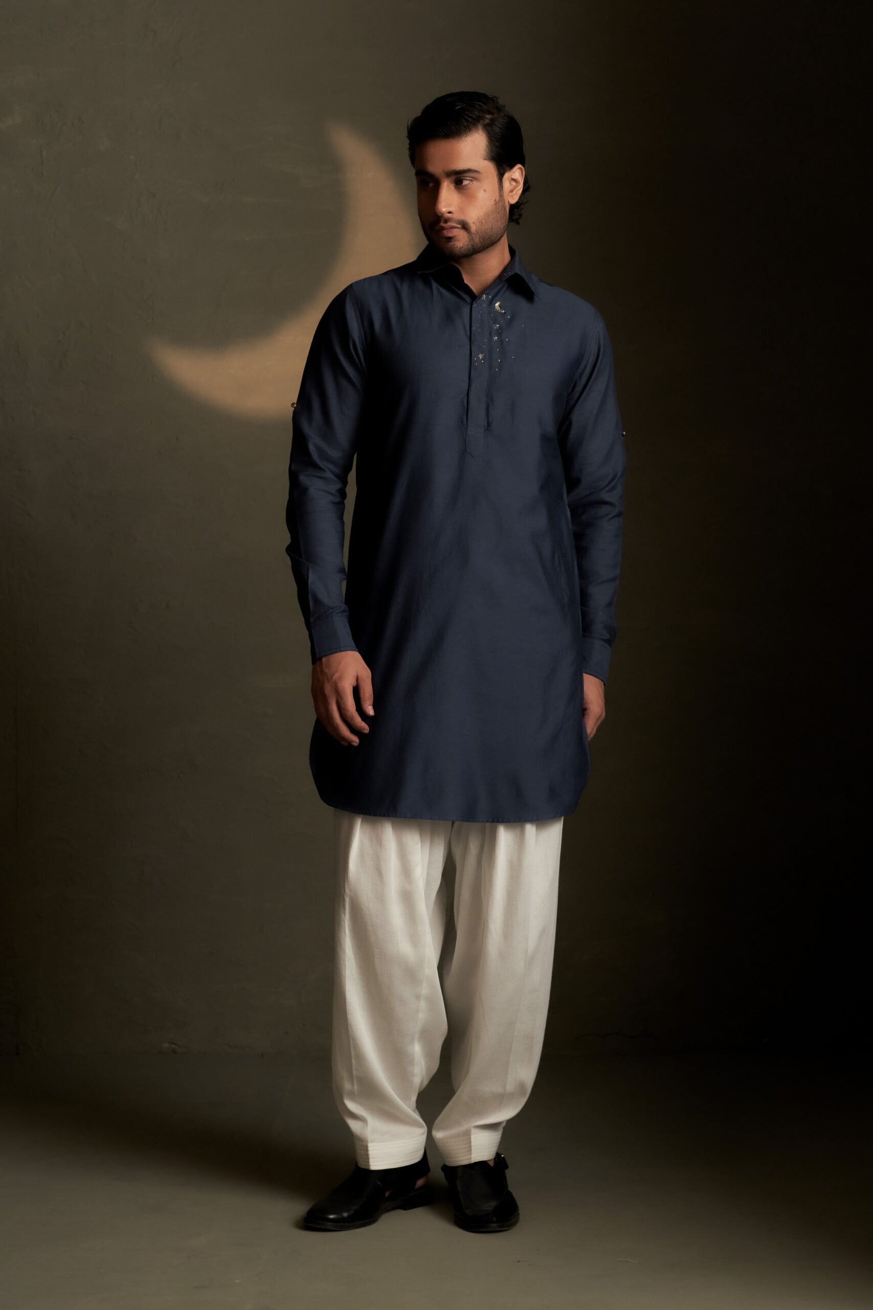 Blue Dusk Pathani Kurta Set