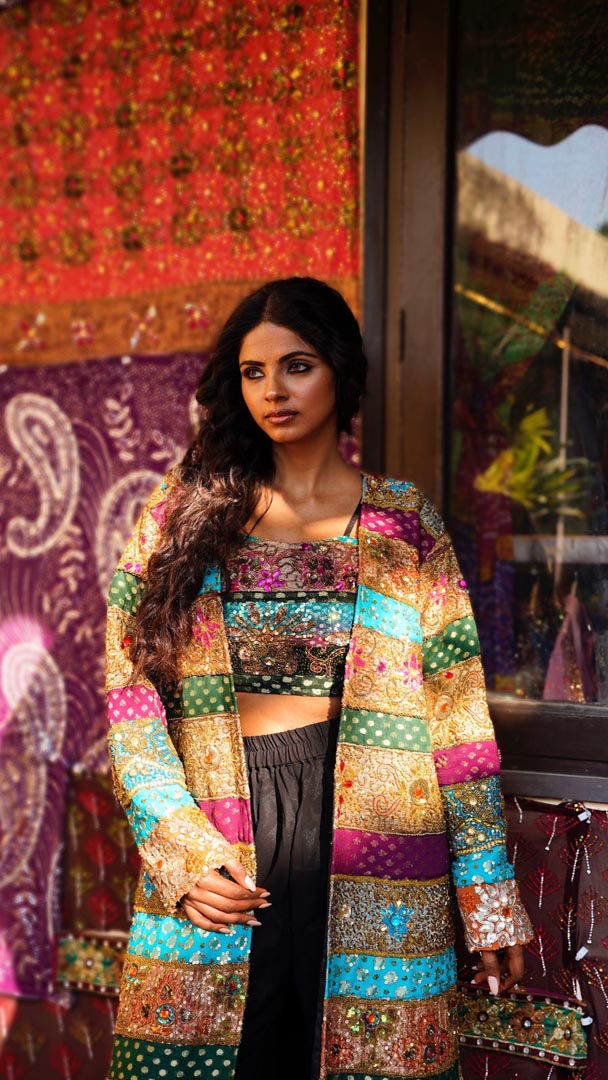 Shahi Andaaz Handcrafted Overcoat & Bustier - Luxury Ethnic Ensemble